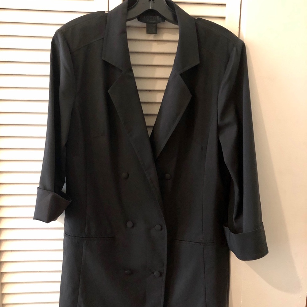 Factory Black Double-Breasted Sheer Back Blazer - image 2